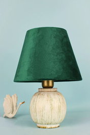Opviq Lámpara de Mesa de Cerámica BK065 Verde con Tapa de Terciopelo